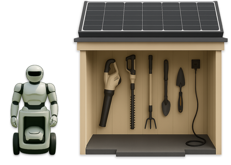 SunSpin Scout robot and docking garage